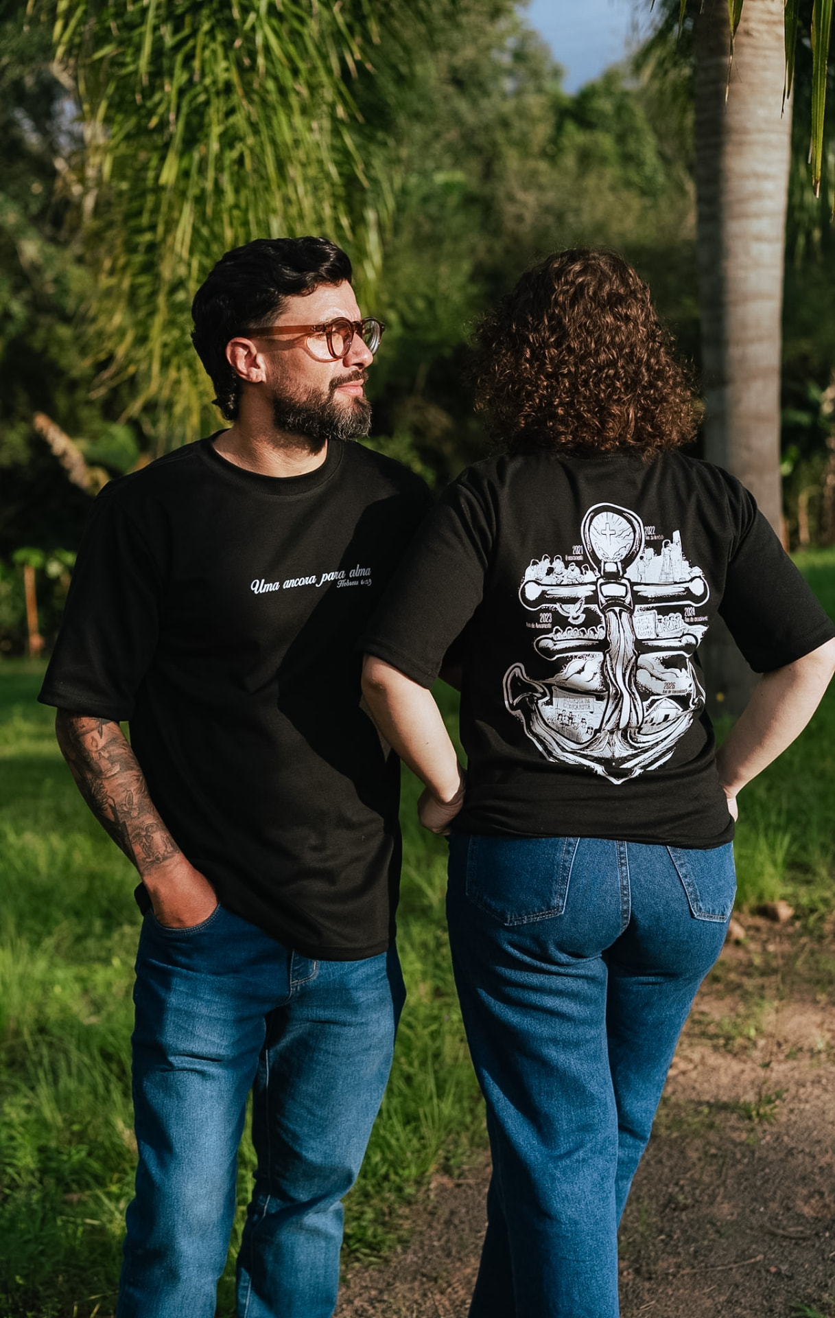 Camiseta âncora 5 anos (casal — costas)