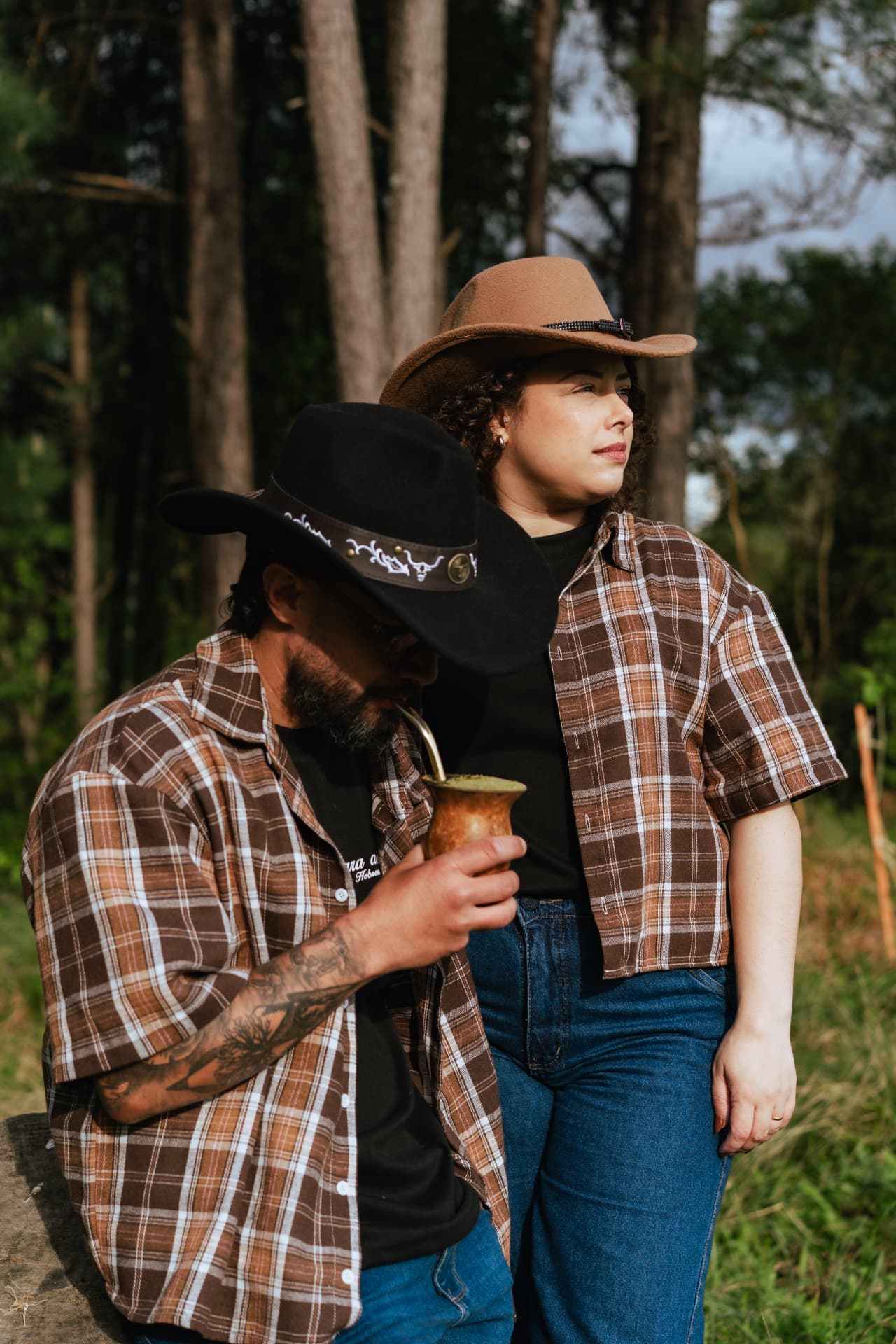 Camisa xadrez Cais Farm (look duplo)